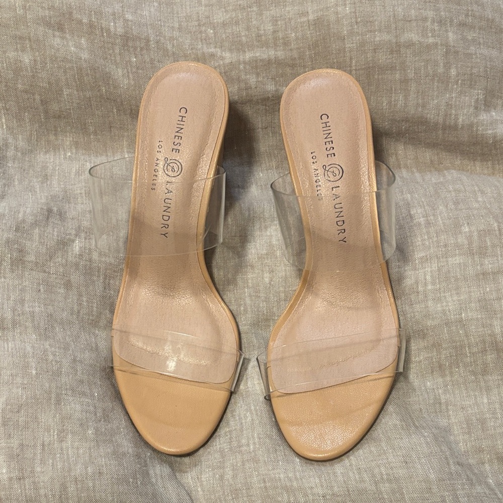 Chinese Laundry ‘Robin’ Clear and Tan Heeled Sandals